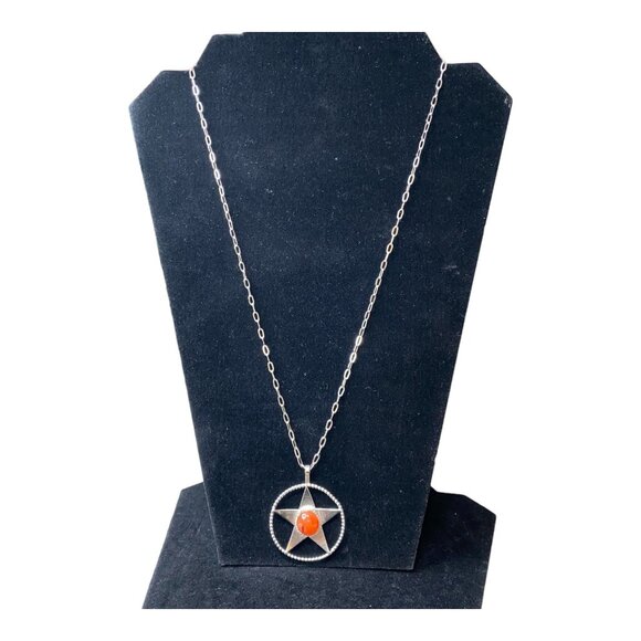 Citrine Sterling Silver Star Necklace Stamped 925 Stone Tested - Picture 2 of 4